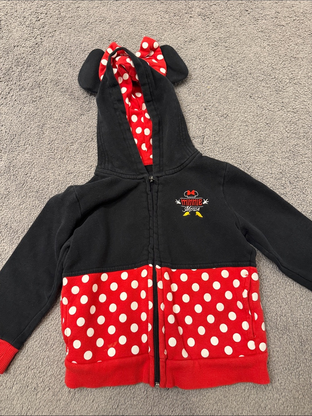 Disney Black & Red Minnie Mouse Polka Dot Zip Hoodie